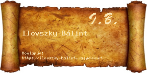 Ilovszky Bálint névjegykártya